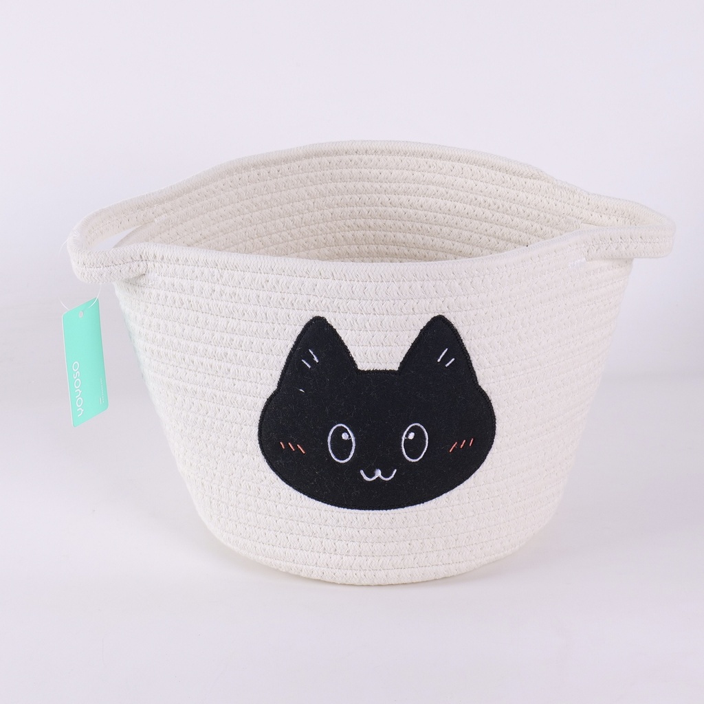 Black Cat Cotton Rope Basket – Small