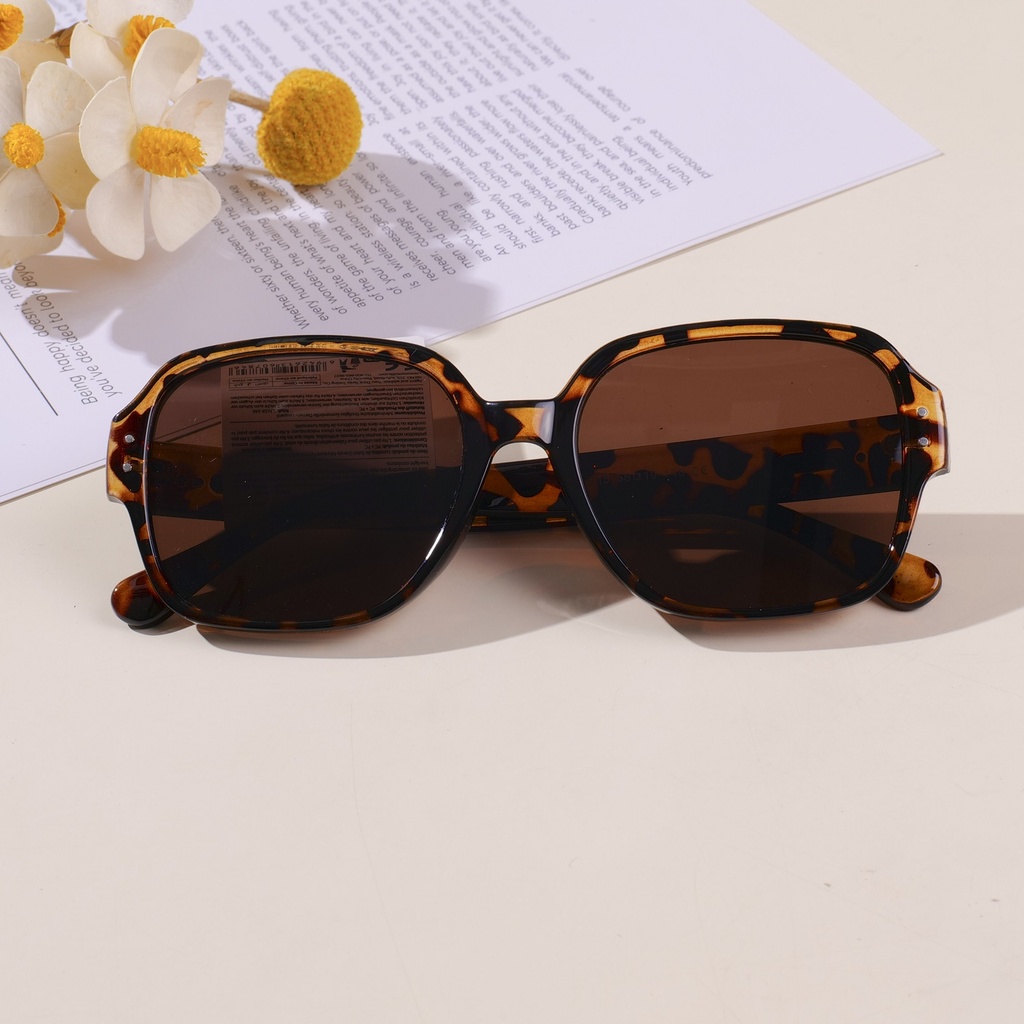 Minimalist Large-Frame Women's Sunglasses - Leopard