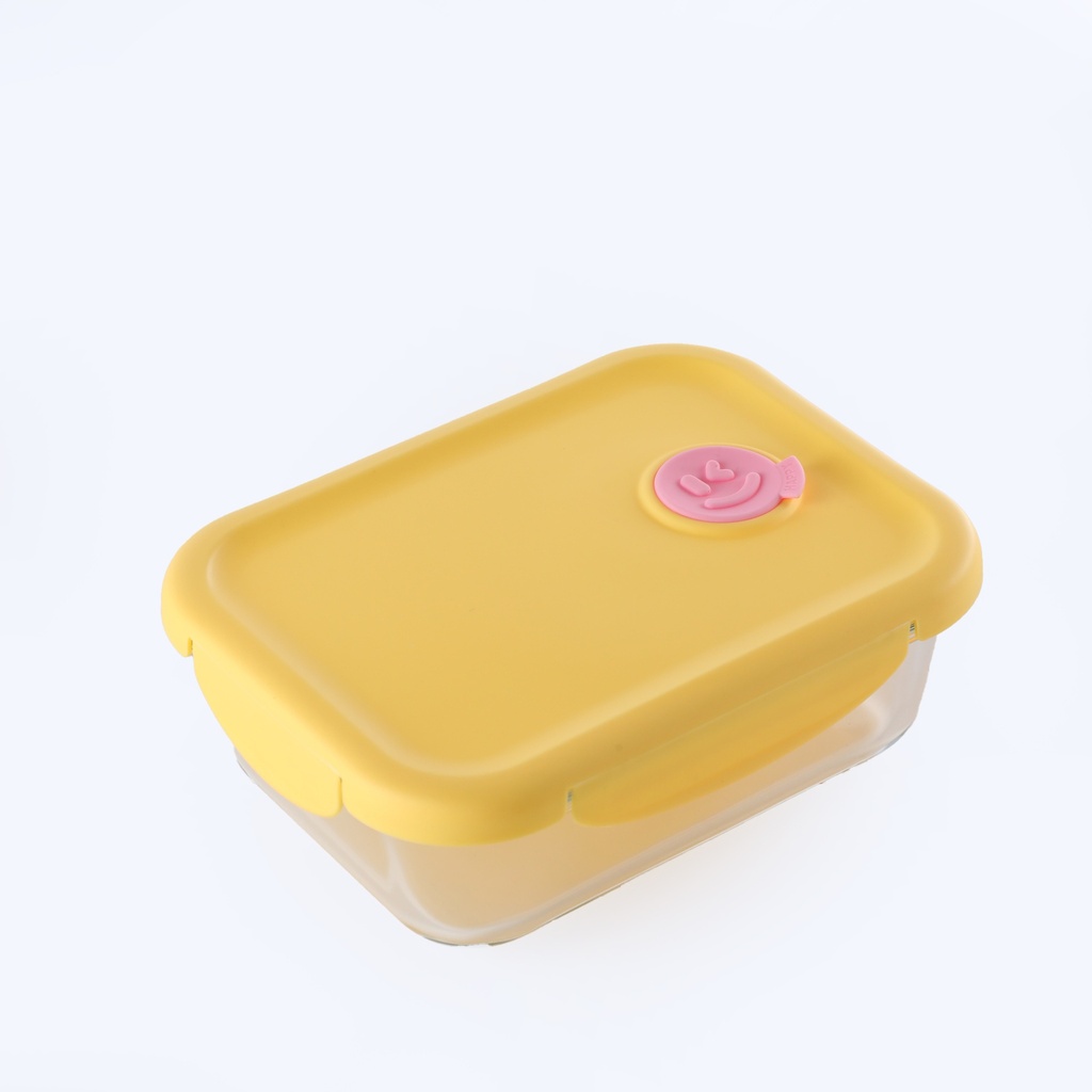 Large Rectangular Glass Food Storage Bowl 1050ml - Yellow