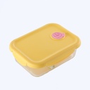 Large Rectangular 3-Compartment Glass Food Storage Bowl 1020ml - Yellow