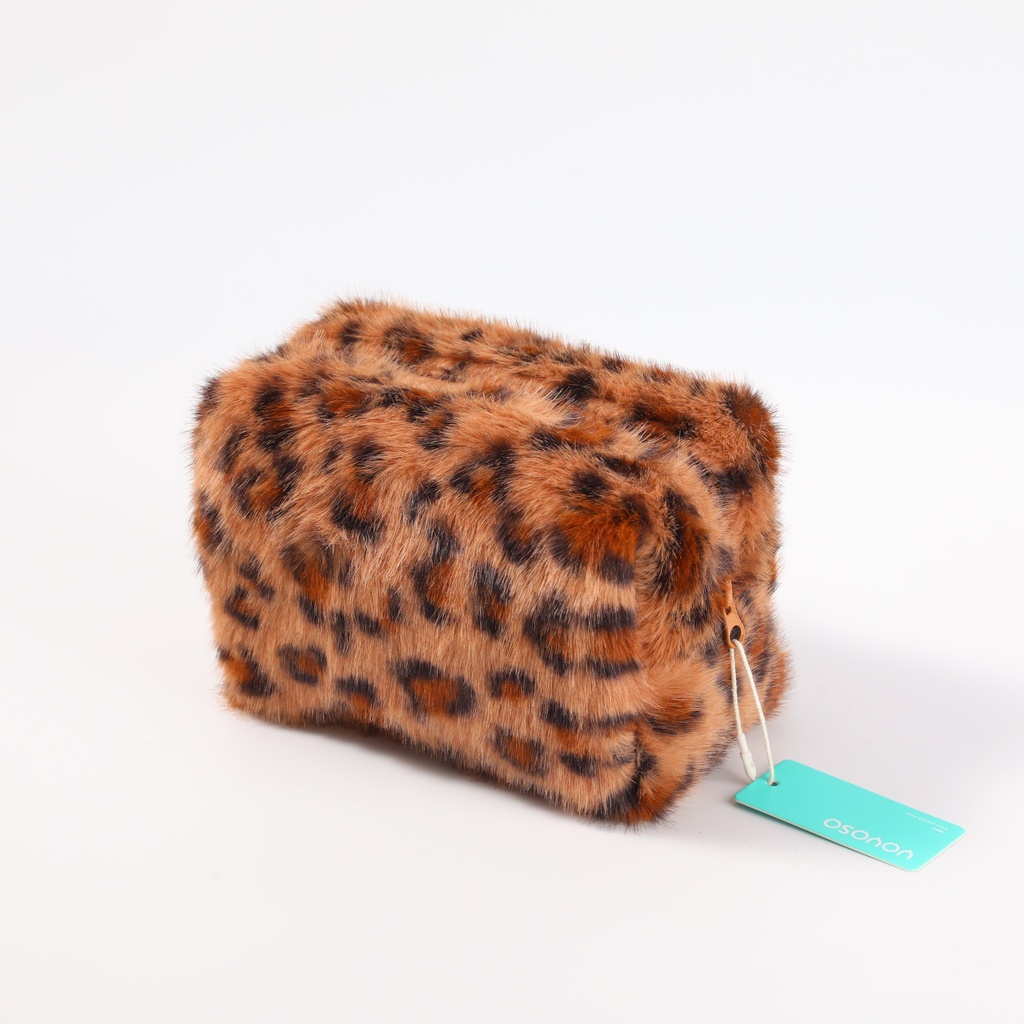 Leopard Print Pillow-Shaped Cosmetic Bag - Coffee