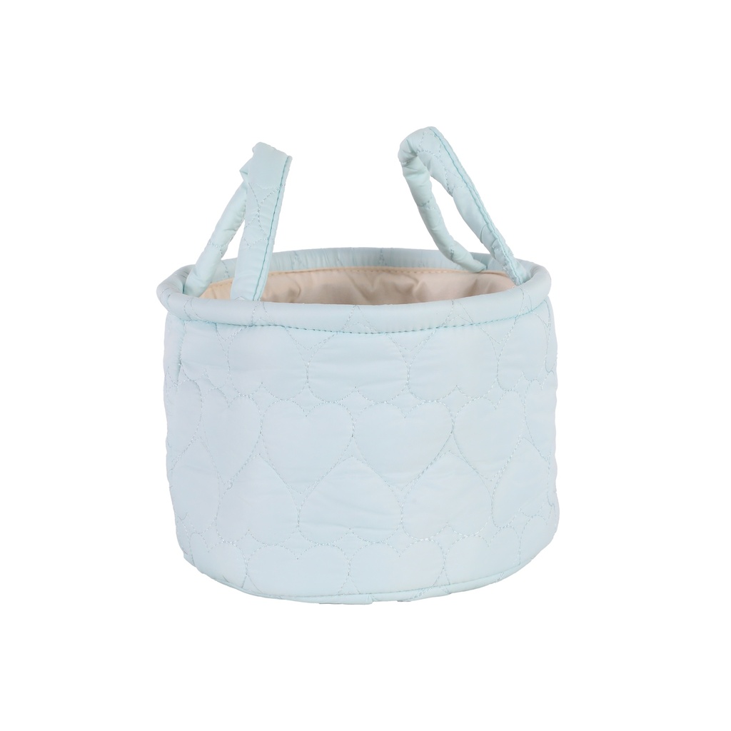 Candy Color Heart Desktop Storage Round Bucket - Blue