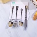 HS-CJ6001 Card Pack Thick Handle Creative Cutlery Set 4pcs