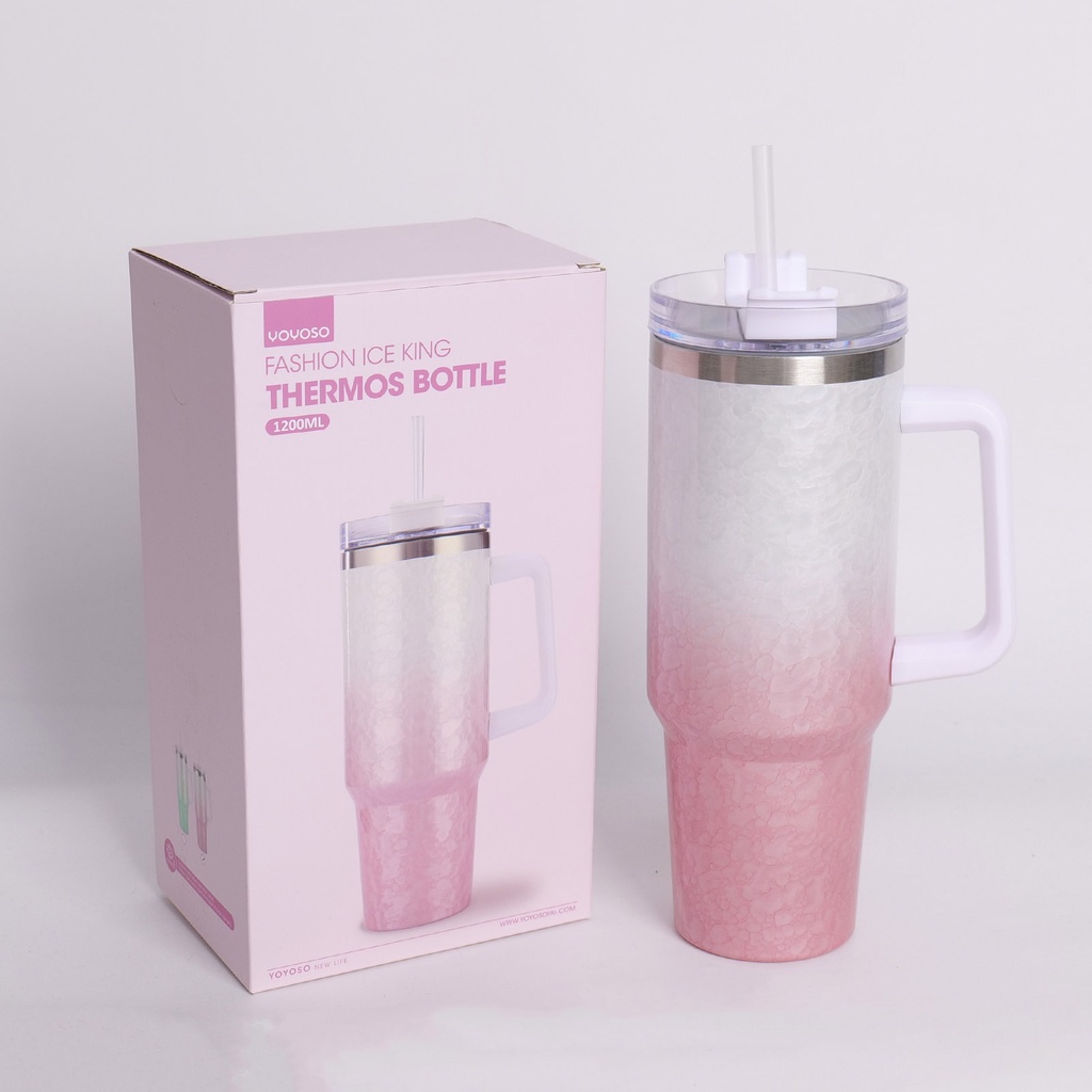 HS-BWB6001 Fashion Ice King Thermos Bottle 1200ml - Pink Gradient