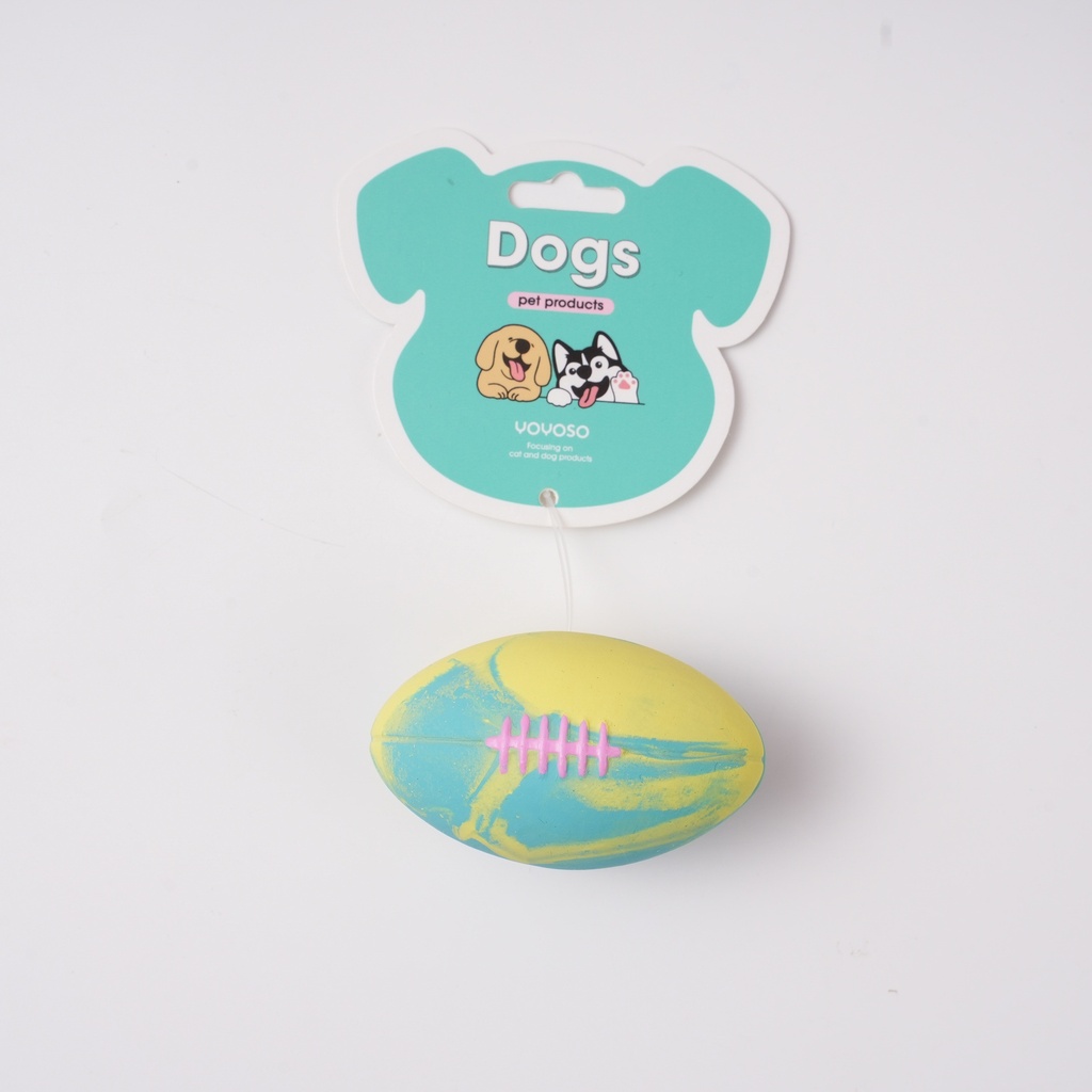 (HS-PET2203) 7.3cm Swirl Rugby Ball (Smooth) Dog Toy - Green