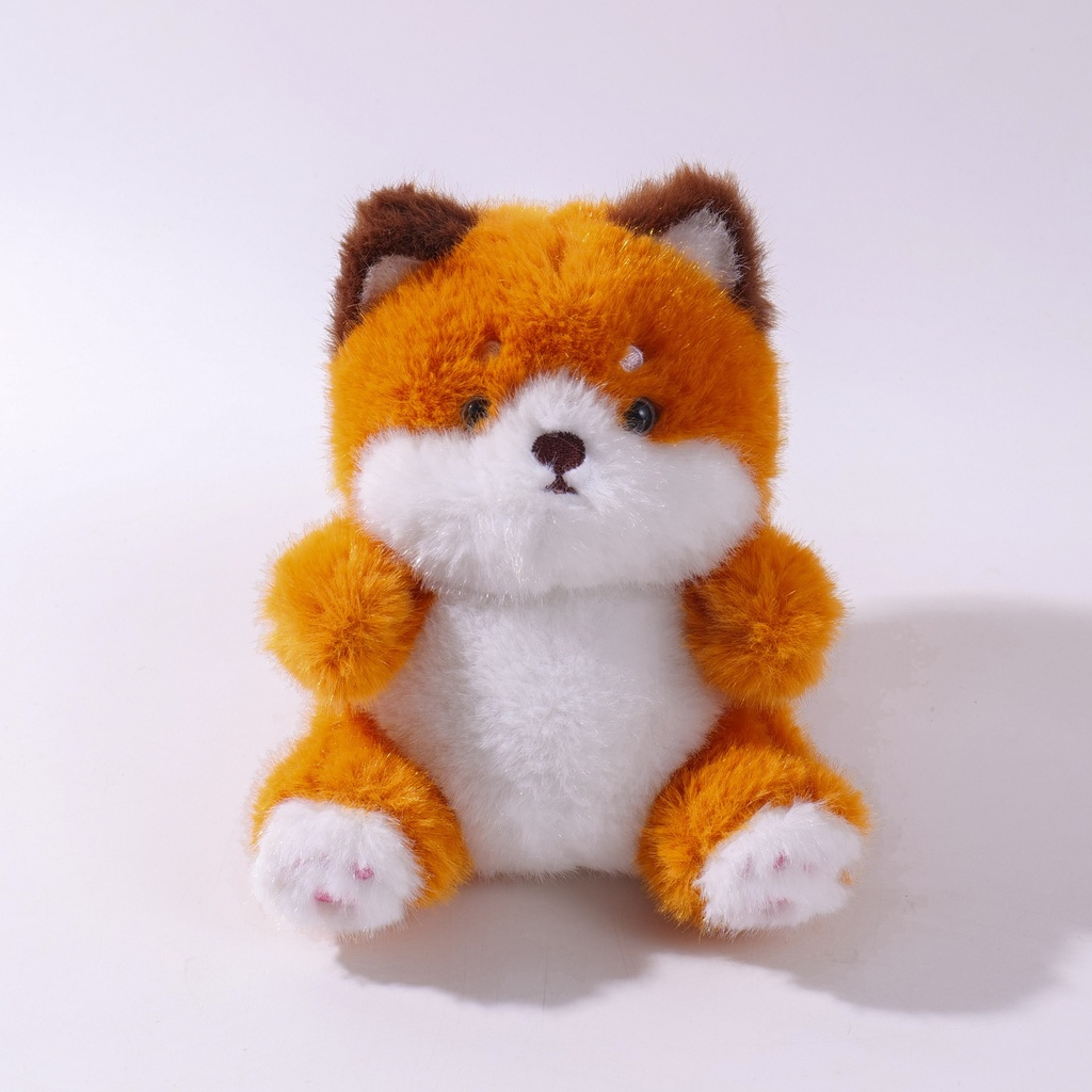 (HY-MR8006) Soft Fluffy Fox Plush Toy - 15cm (Plastic Eyes)