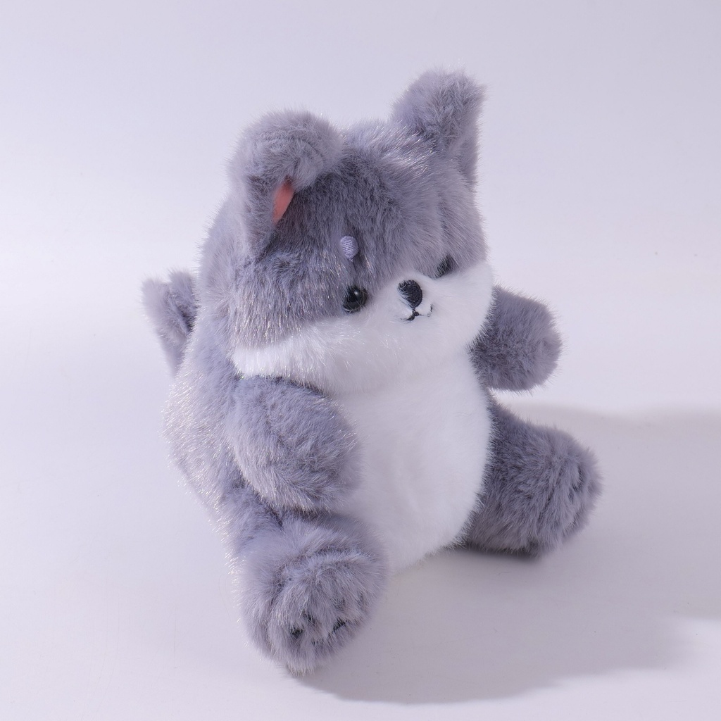 (HY-MR8006) Soft Fluffy Wolf Plush Toy - 15cm (Plastic Eyes)