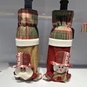 Plaid cartoon Christmas wine bottle cove