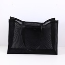 Black mesh beach bag with knitted should