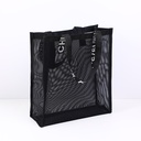 Black mesh beach bag with knitted should