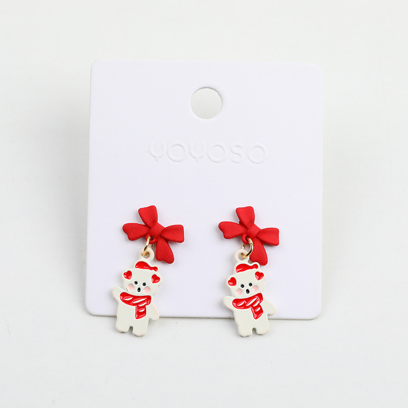 Christmas series scarf bear stud earring