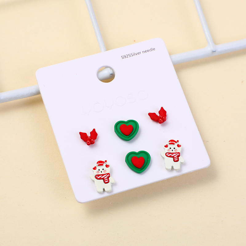 Christmas series green love stud earring