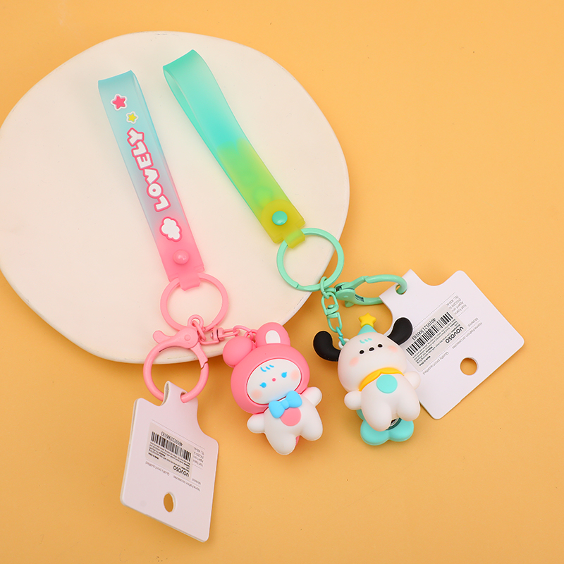 Cute series key chain with rope-spinning