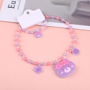 Bear head flower children's necklace-pur