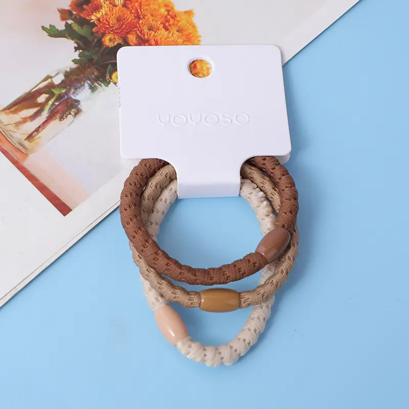 Coffee color oval buckle rubber band 3pc