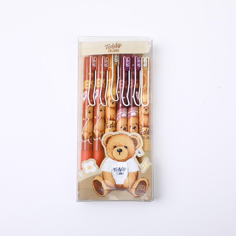 TEDDY ISLAND series gel pen 6pcs-blue
