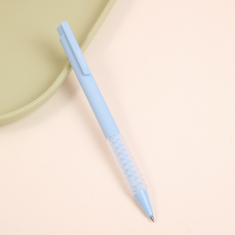 Soft grip light blue simple gel pen 0.5m