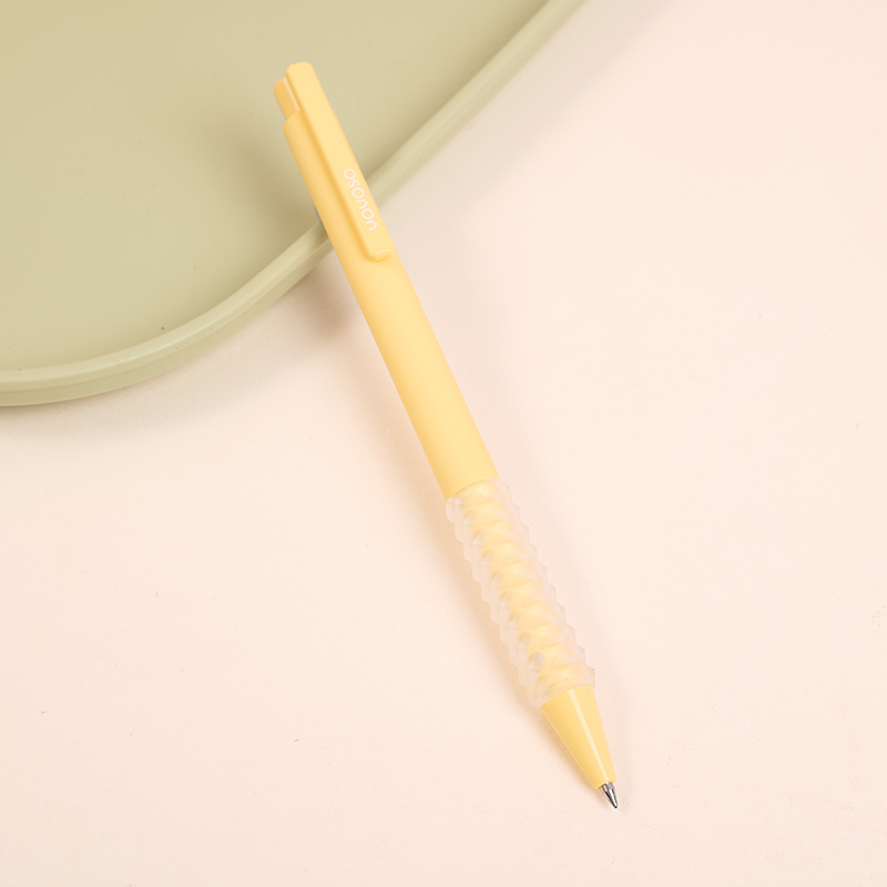 Soft grip yellow simple gel pen 0.5mm-bl