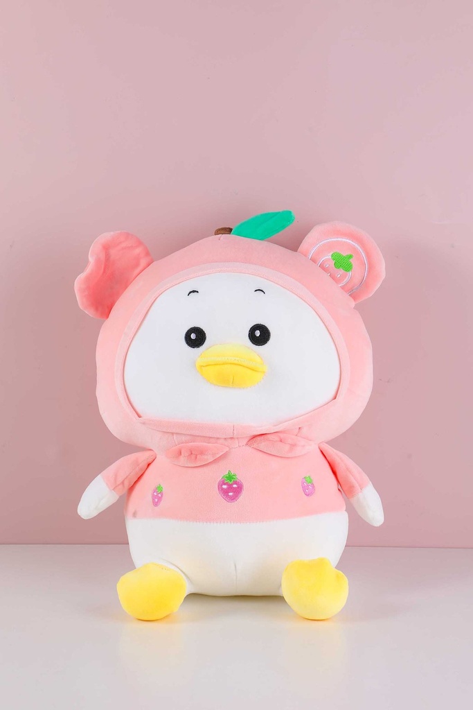 Sitting cartoon strawberry fruit pillow