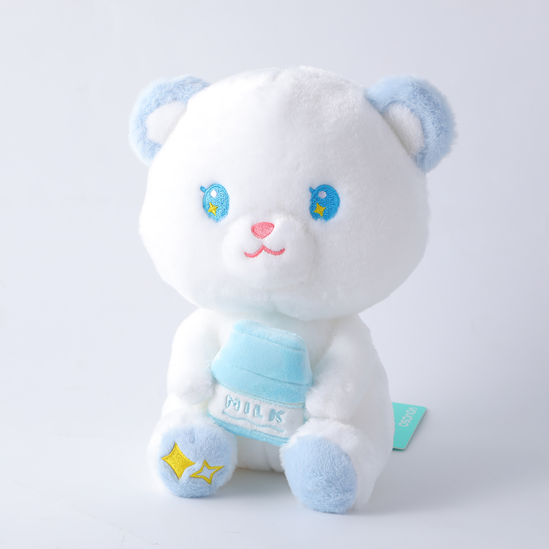 Sitting fruit bear with milk plush doll-