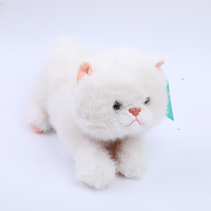 White lazy lying cat plush doll-25cm