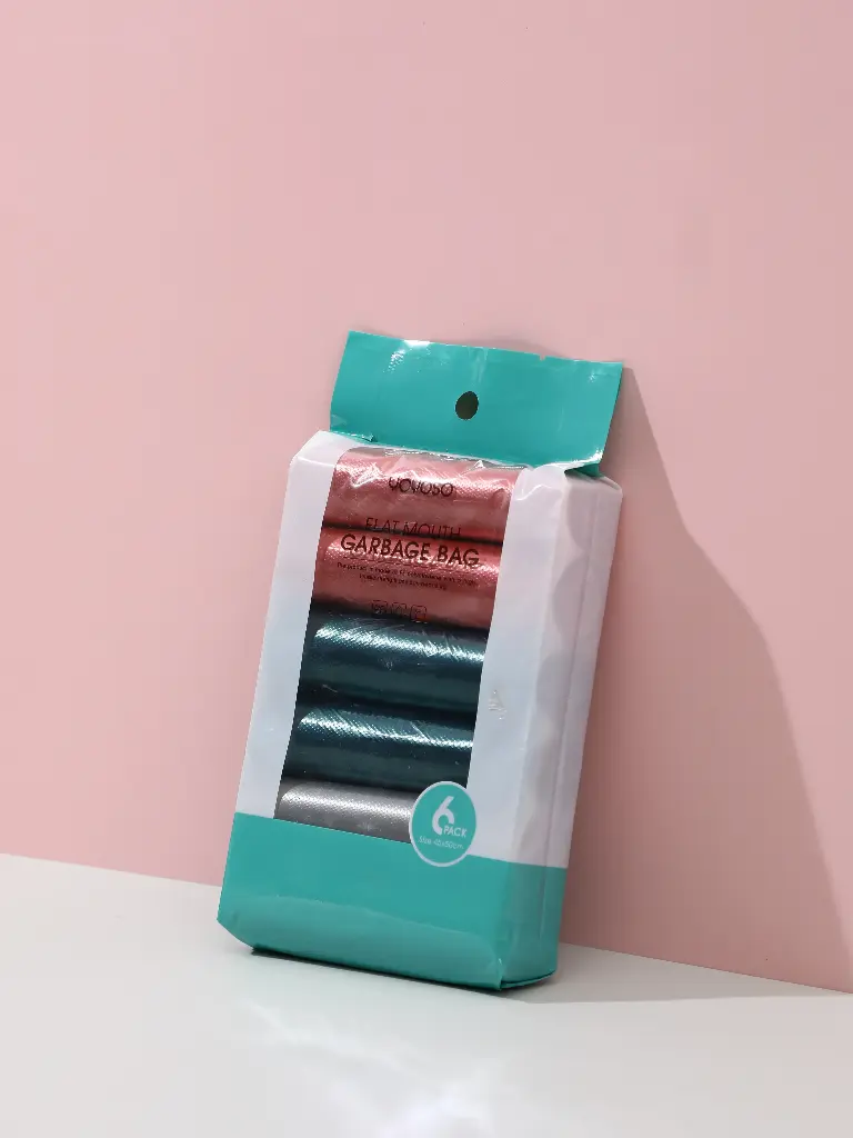 Heavy metal color flat edged garbage bag-6 pack