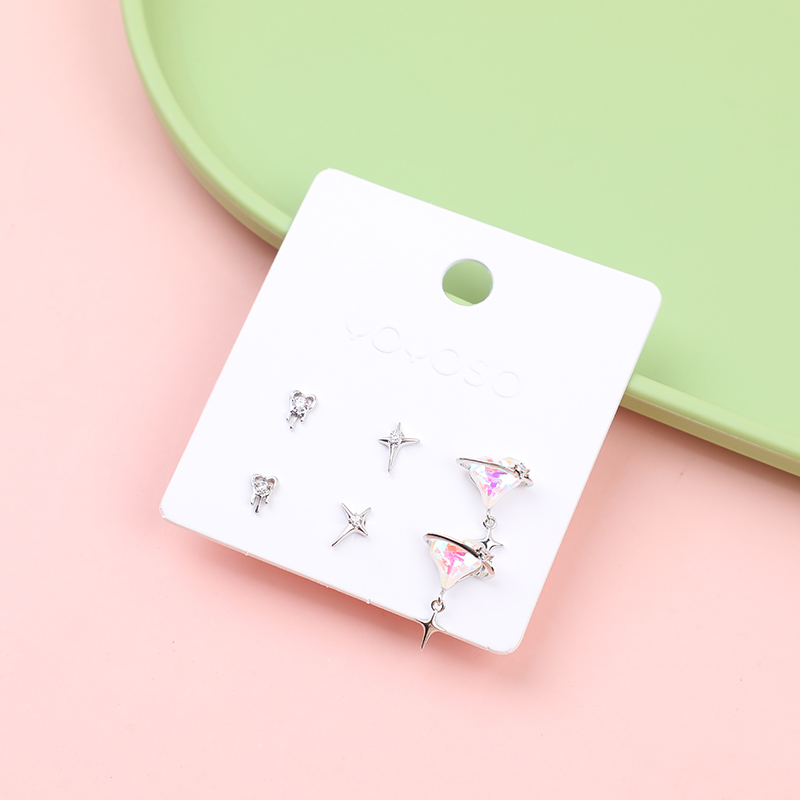 Trendy love stud earrings-3 pairs