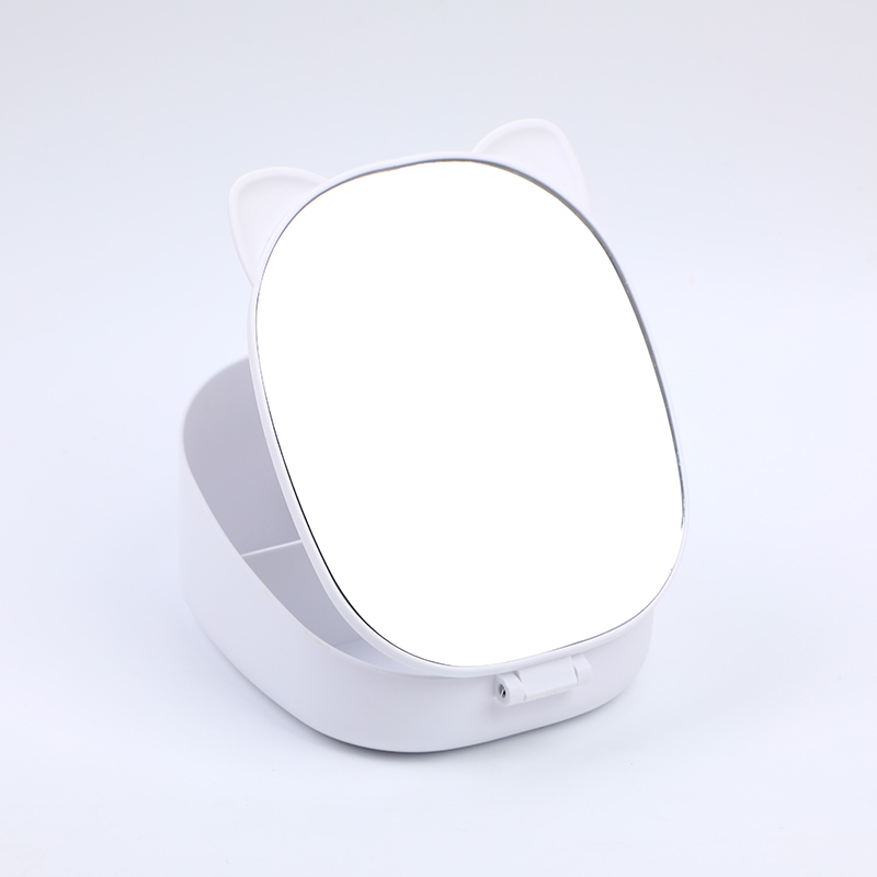 Folding storage cosmetic mirror