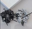 Checkered Series Pearl Ribbon Hair Tie