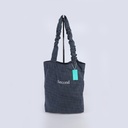 Minimalist Checkered Shopping Bag - Black