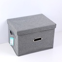 Cotton and linen storage box with lid-L